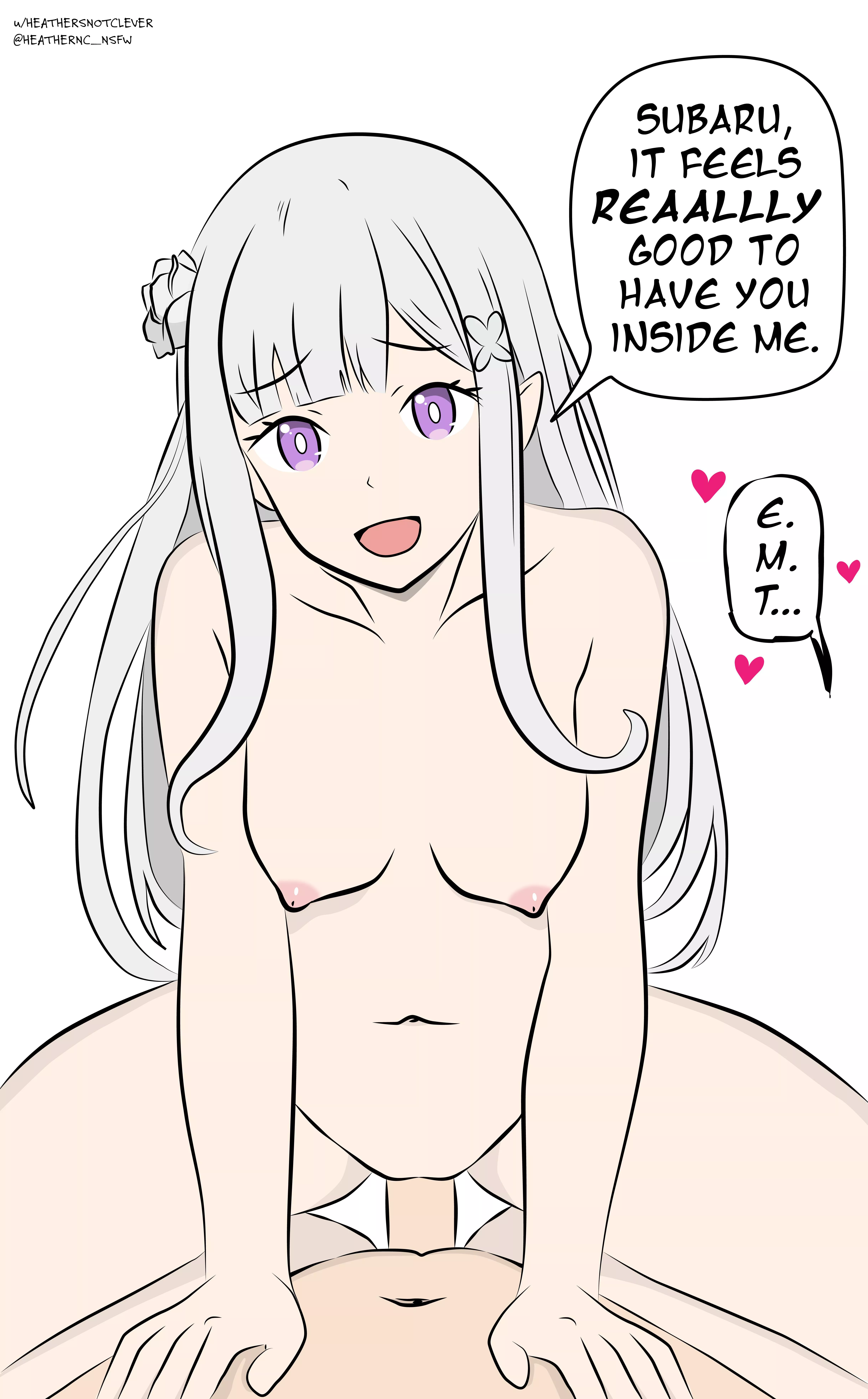 Emilia starts to ride Subaru’s cock (OC)