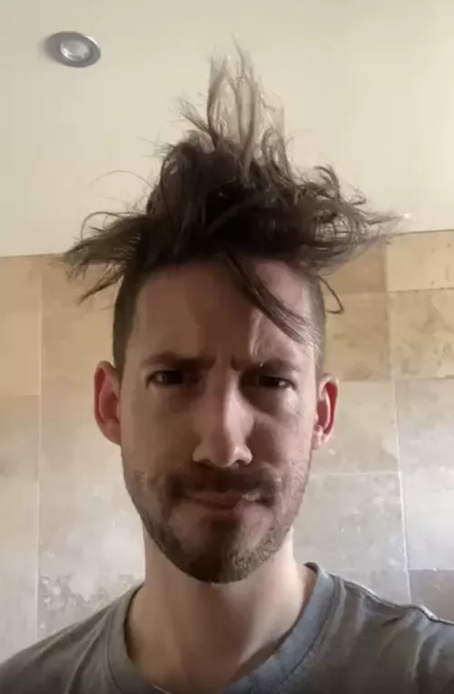 How do you like my helmet hair?