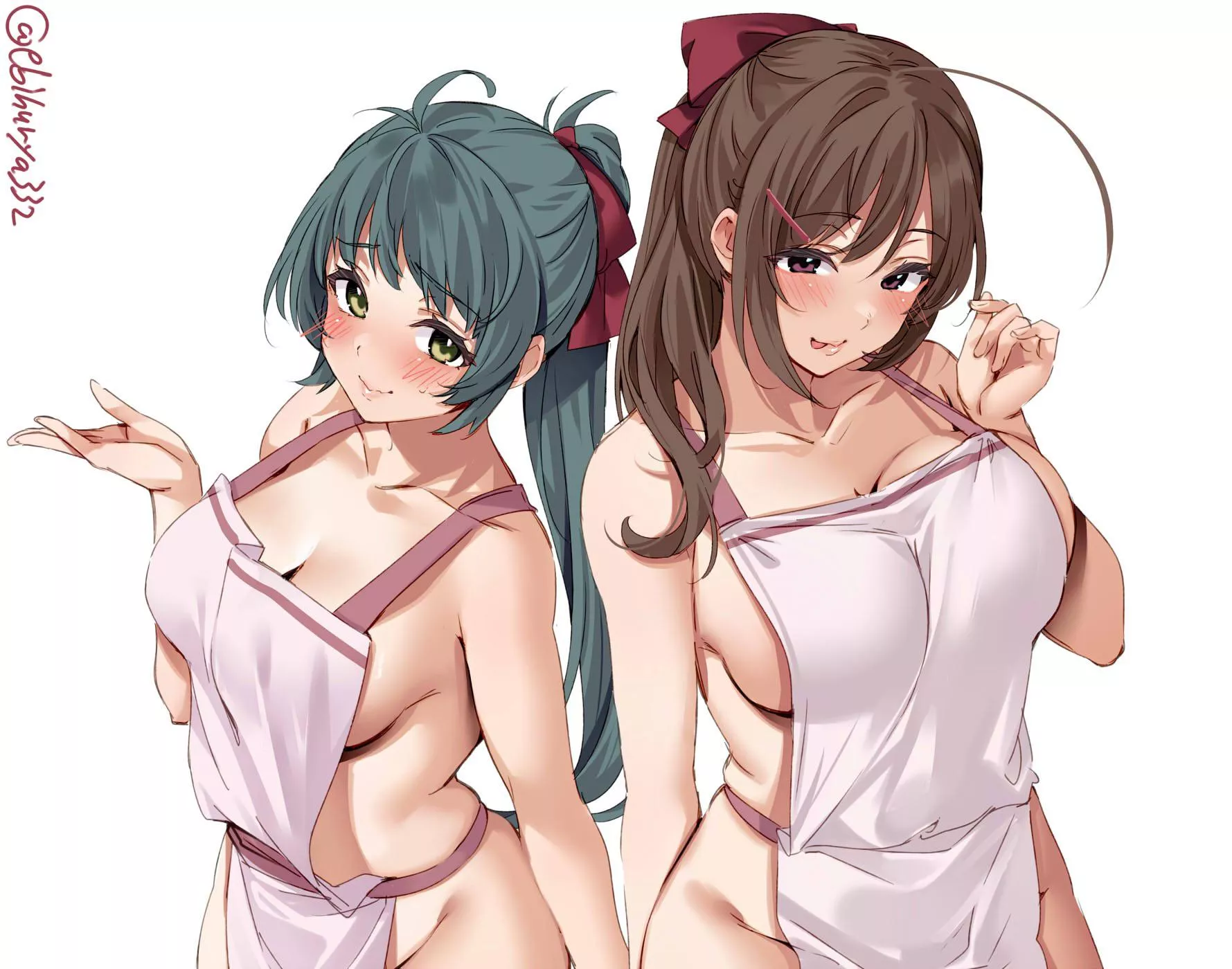 Mamiya & Irako in naked aprons (Ebifurya) [KanColle]