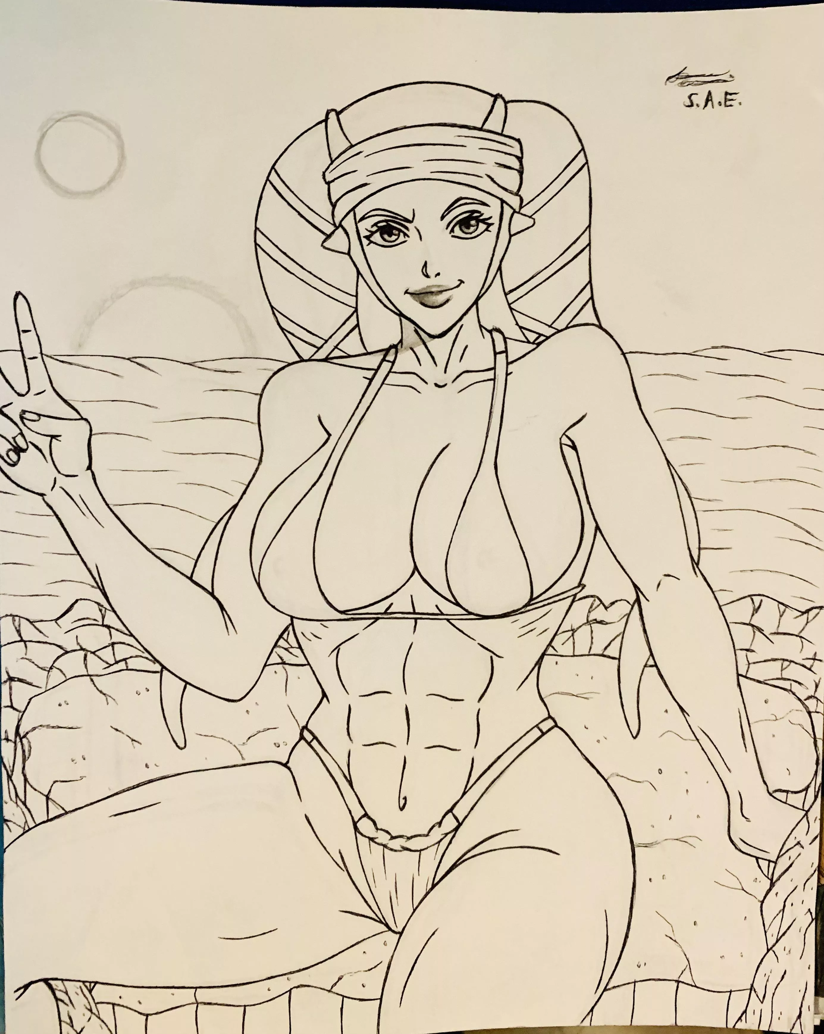 My drawing of Aalya Secura. Can’t wait to color it.