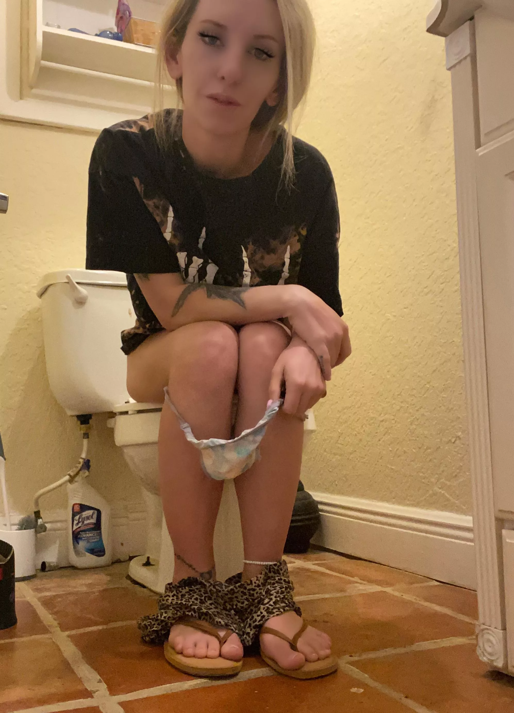 Panties around the ankles pee