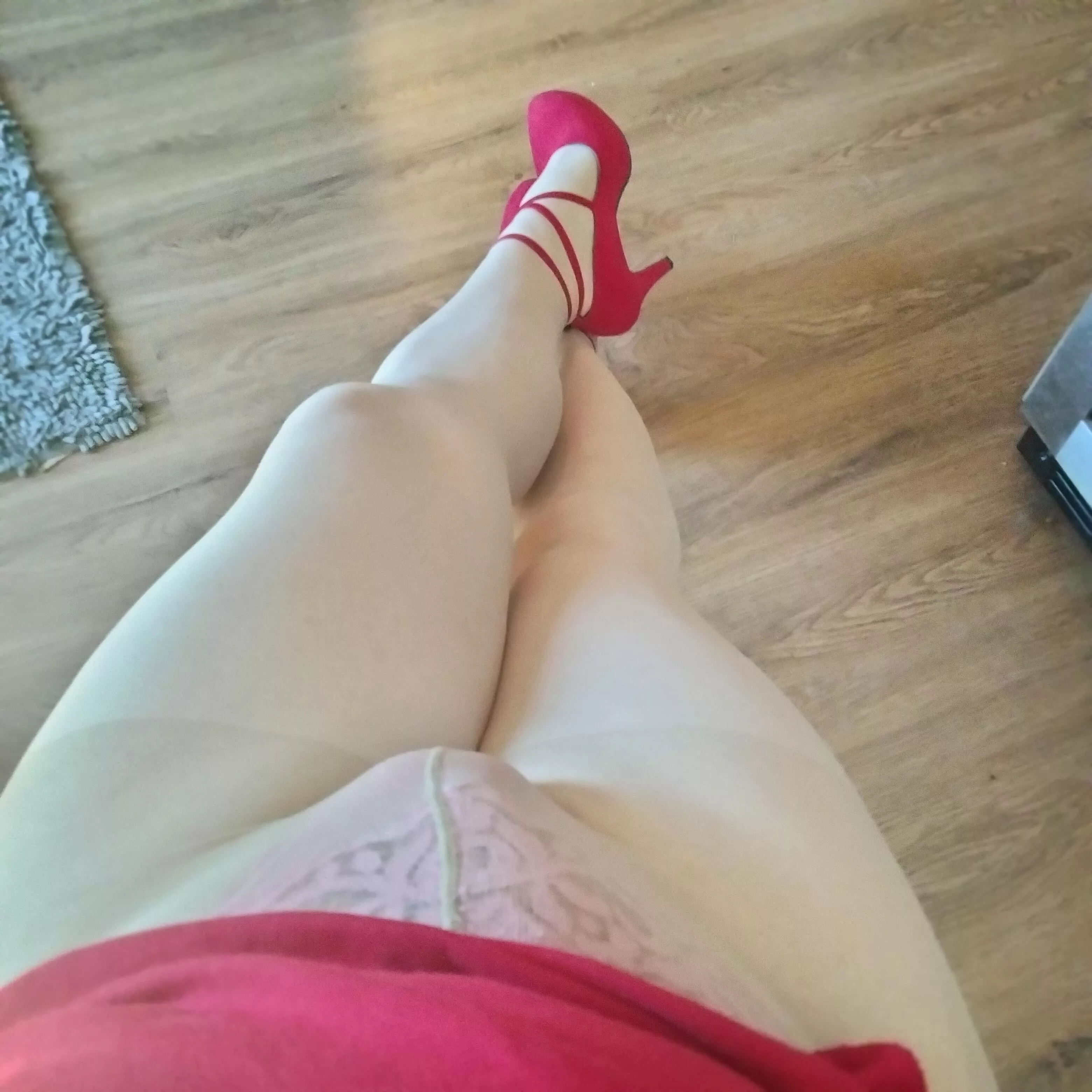 pink panties under hose