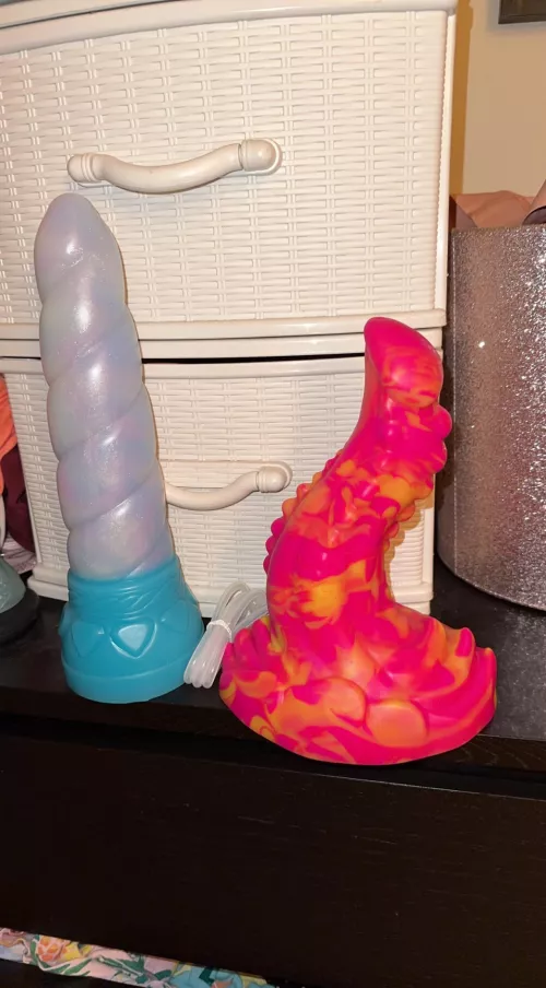 So OBSESSED with my new customs!!! L opal split Mystic and L windy city Pretzal!