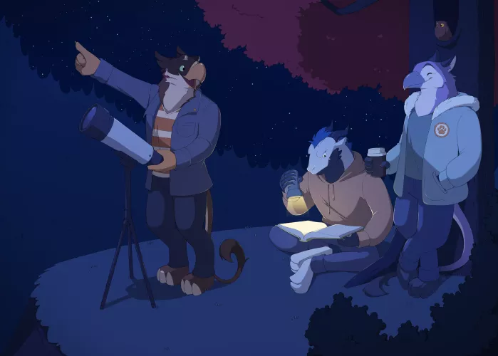 Stargazing with the boys (art by me!)