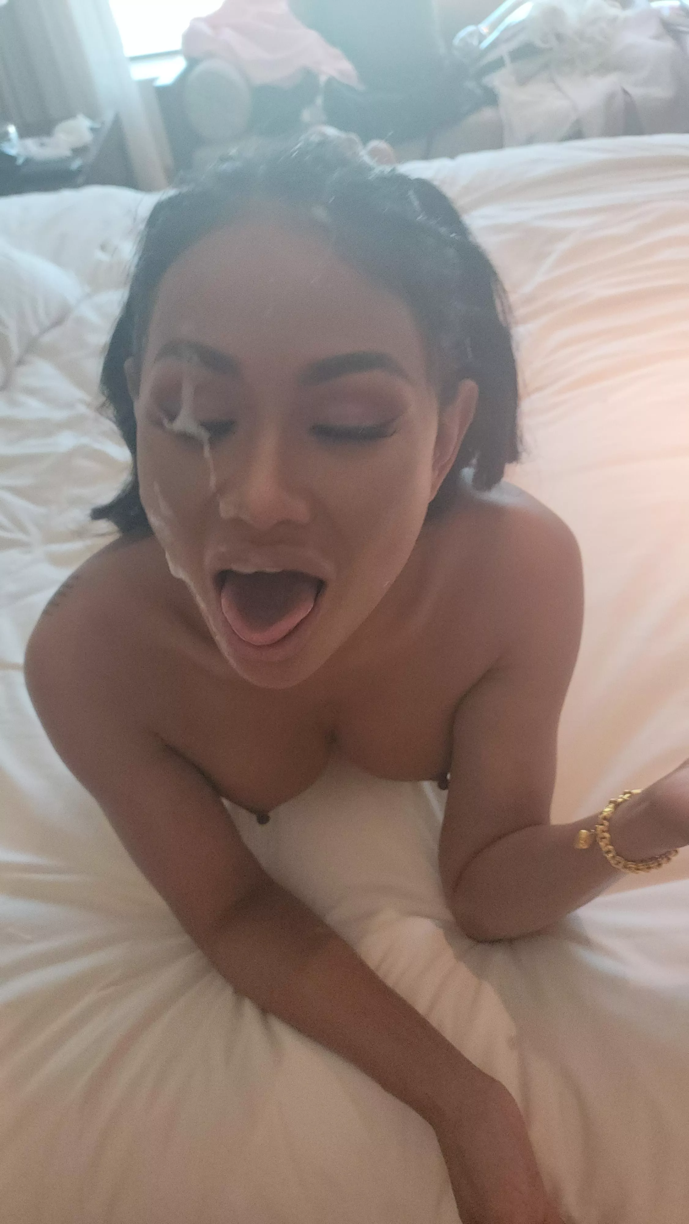 All over my eyes, dripping in my month