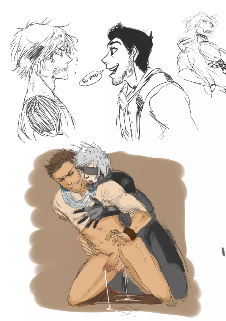 [Crossover Metal Gear x Uncharted] Nathan seduced Raiden to ride Nathan's muscular ass so Raiden won't die as a virgin