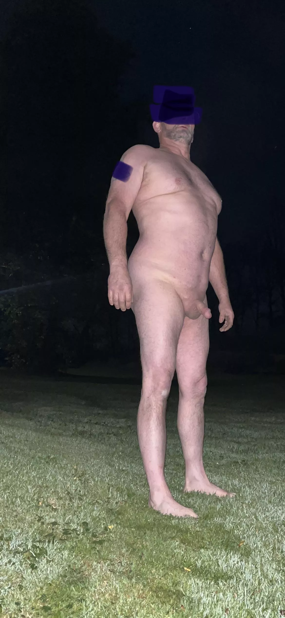 Enjoying the outdoors and fresh air naked in the yard. Wish it didn’t get dark early this time of year