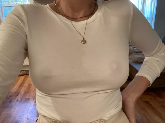 hubby loves when i go out with no bra on