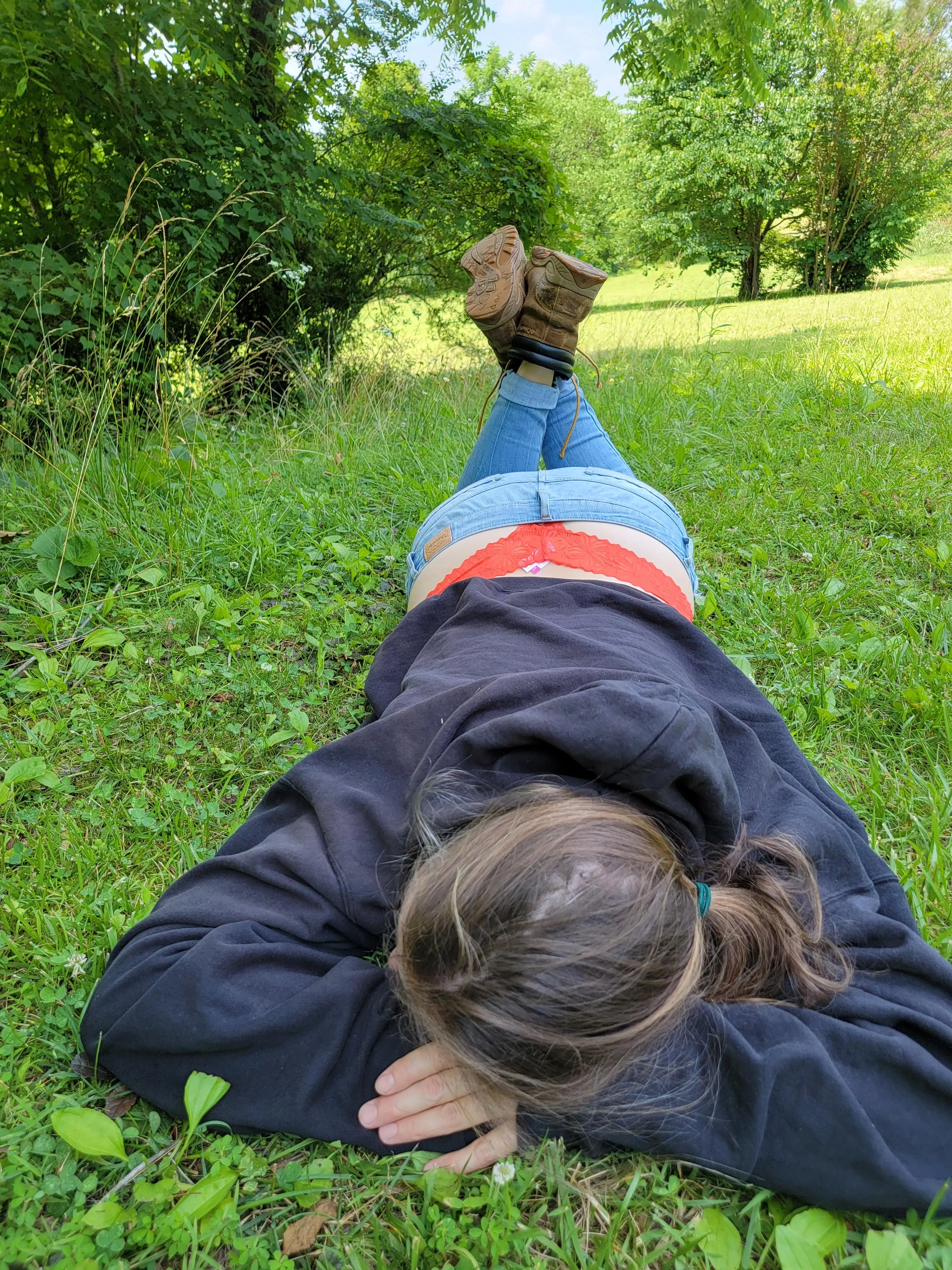 If you lay down just right grass can be comfortable too
