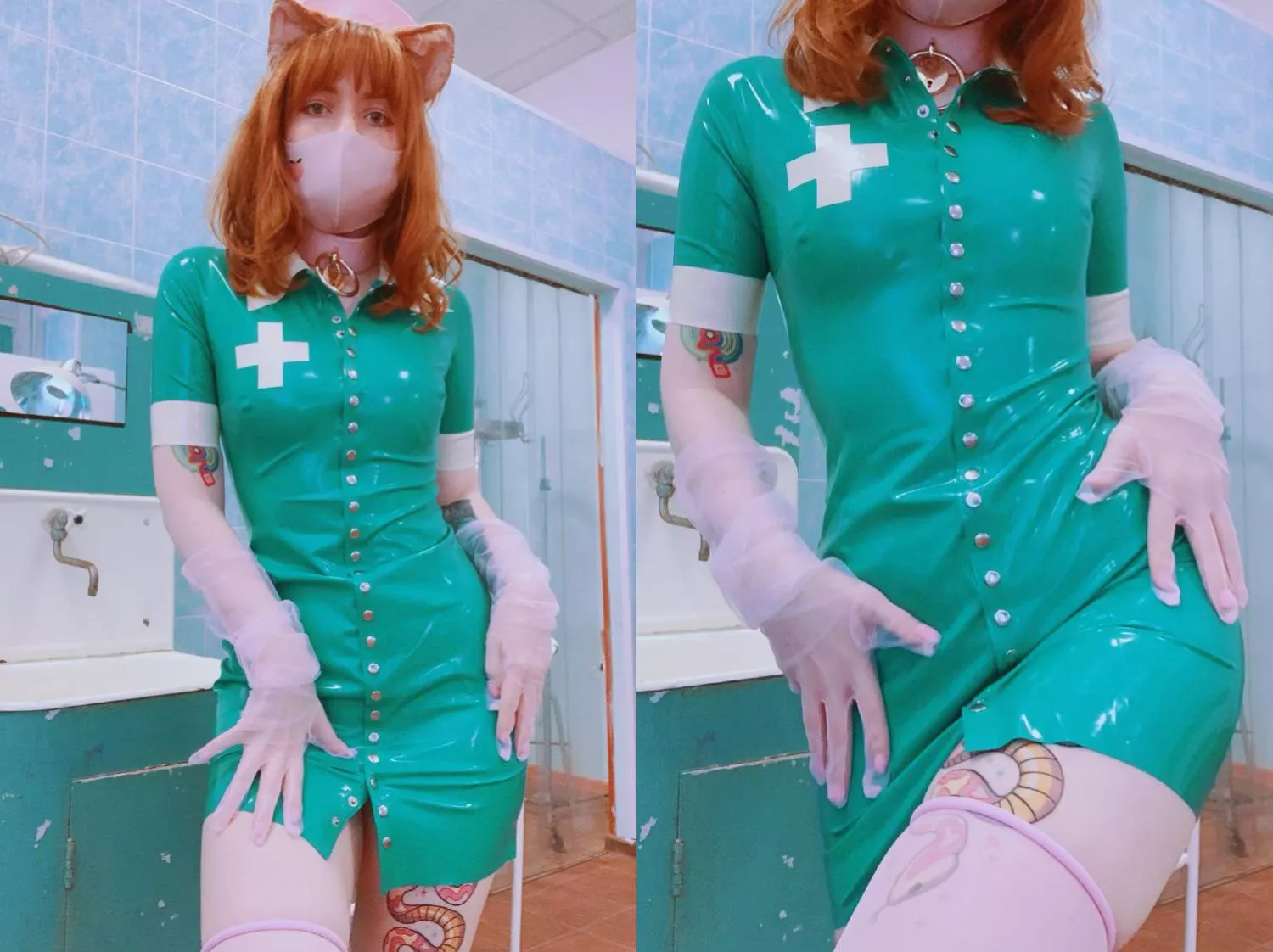 latex nurse kitten at your service 💚