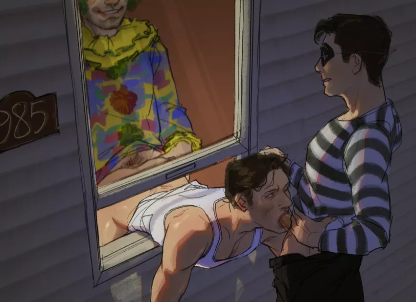 Ludwig takes advantage of Jerma's ass and mouth while being stuck in the window.