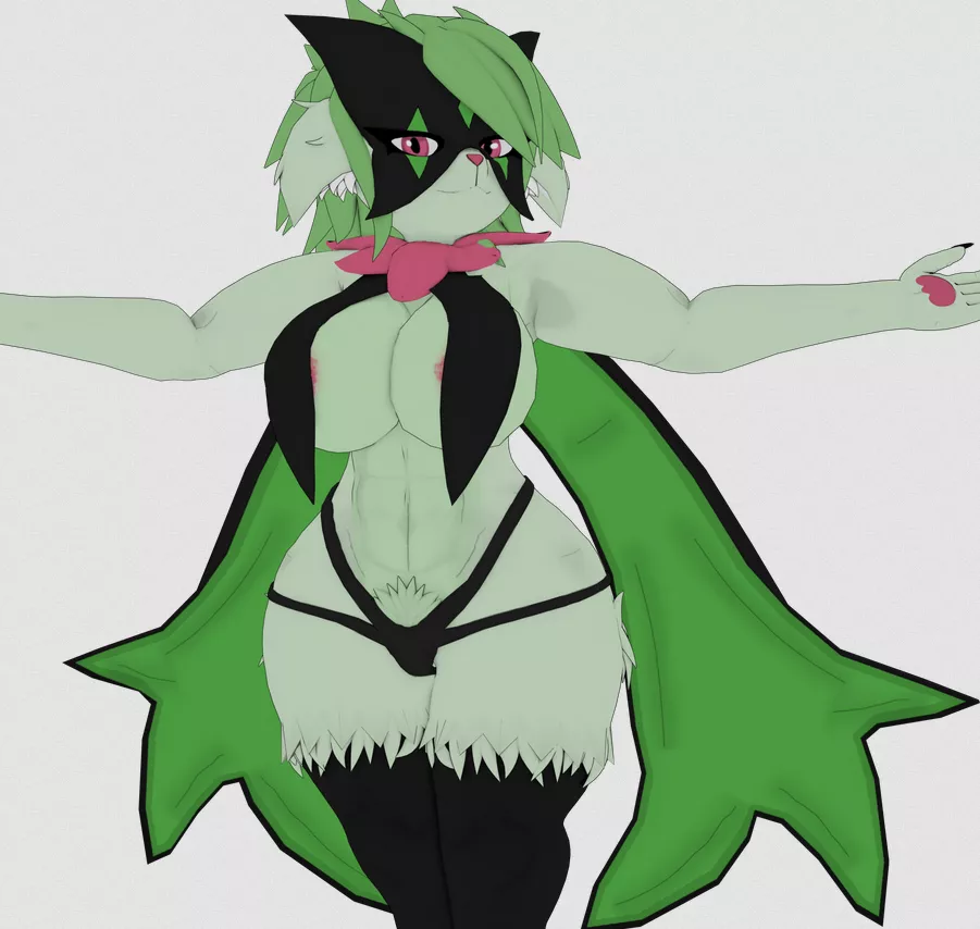 My partner is making a 3D Anthro Meowscarada