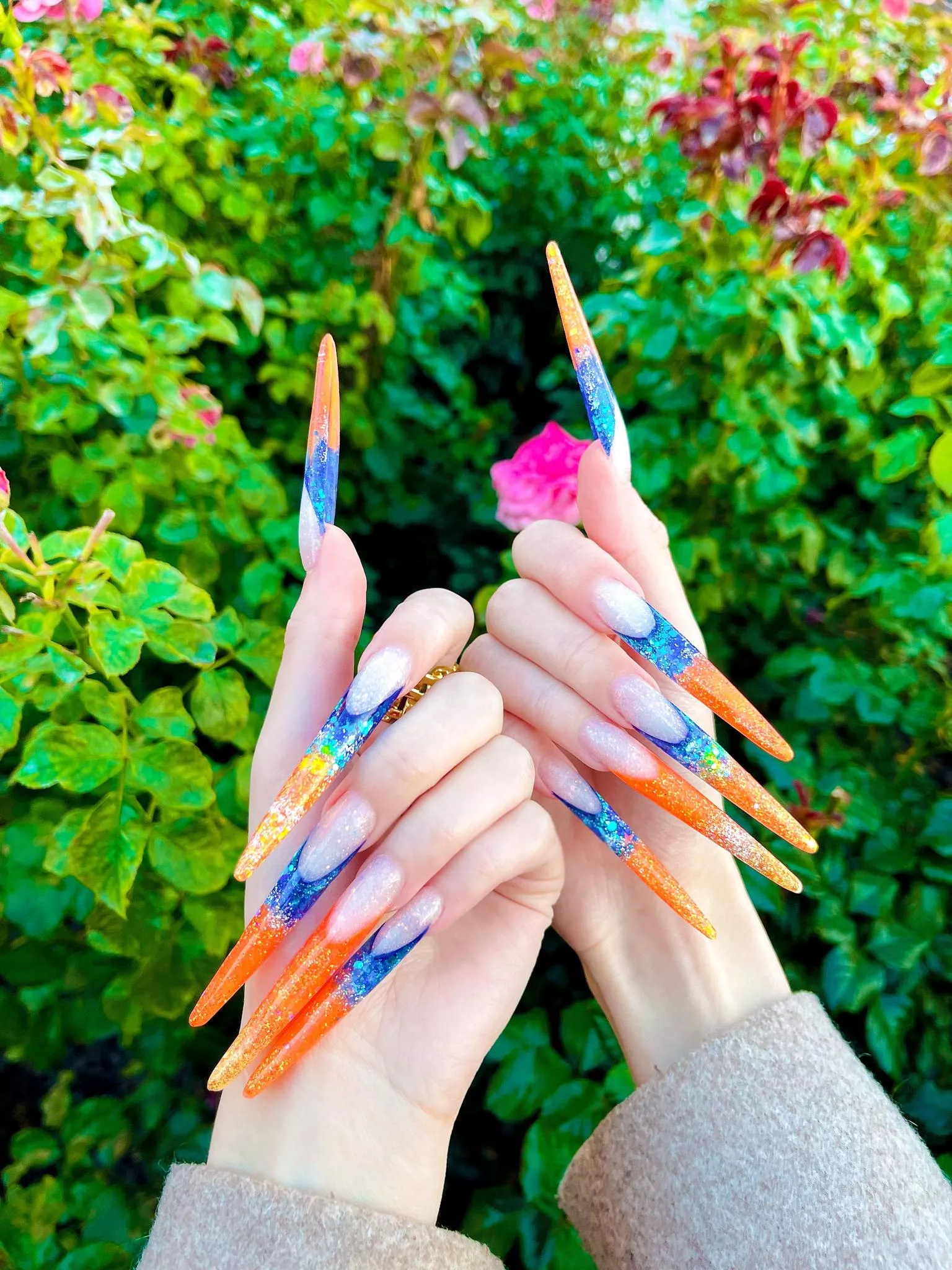 My very long orange nails