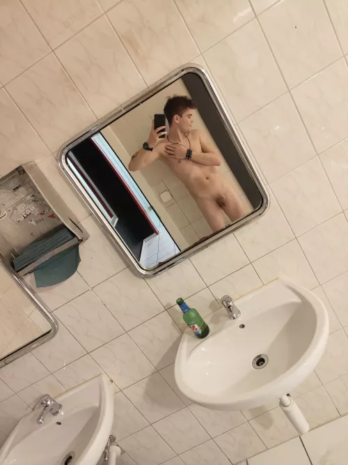 This was sooooo risky (public restroom in a bar)