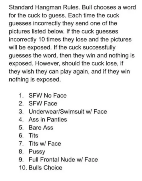 any cucks wanna play a game with a bwc