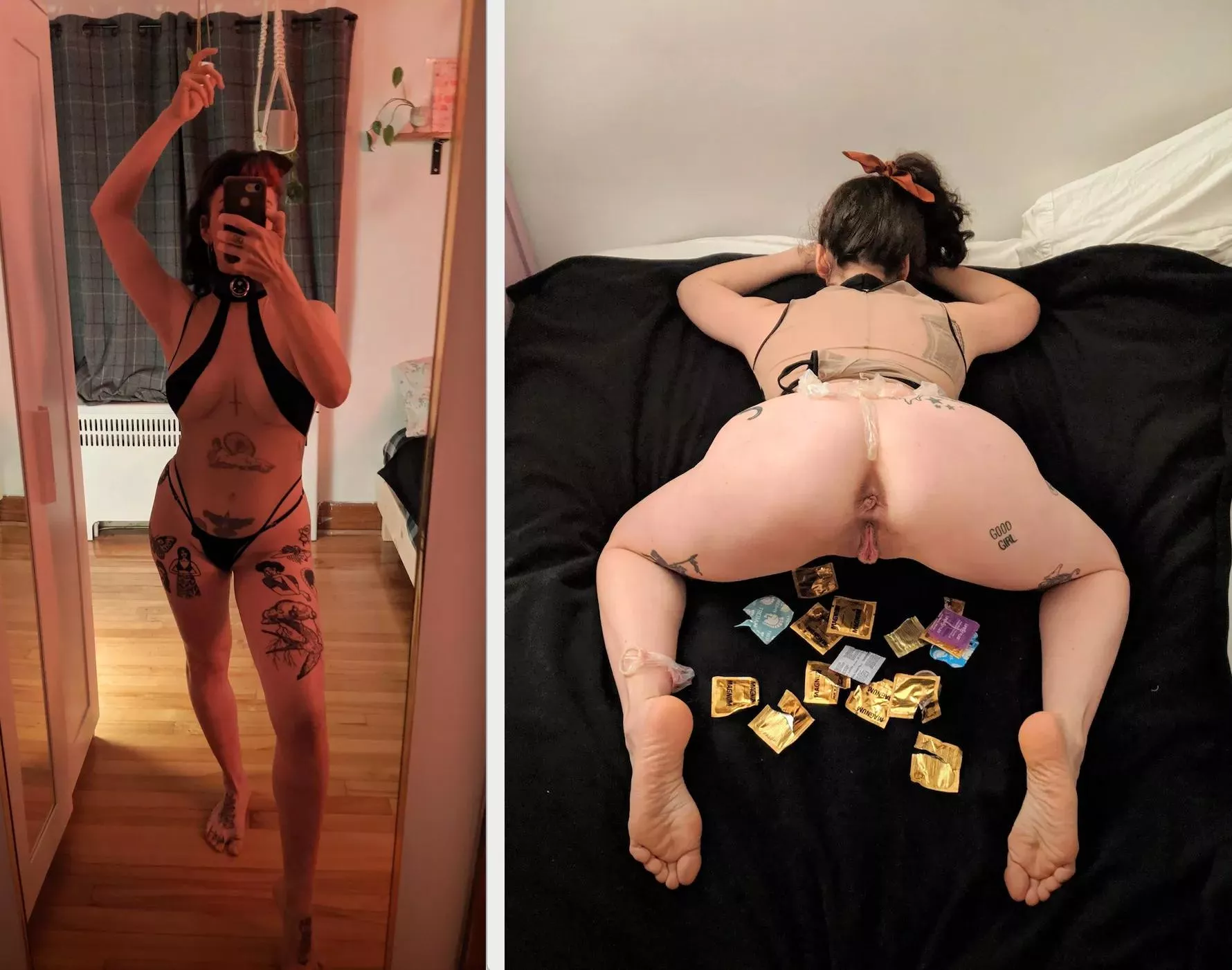 Before/after my last gangbang. After a long day at work, a partner sent my a little army to unwind. Perfect weeknight for me! [OC] [F]