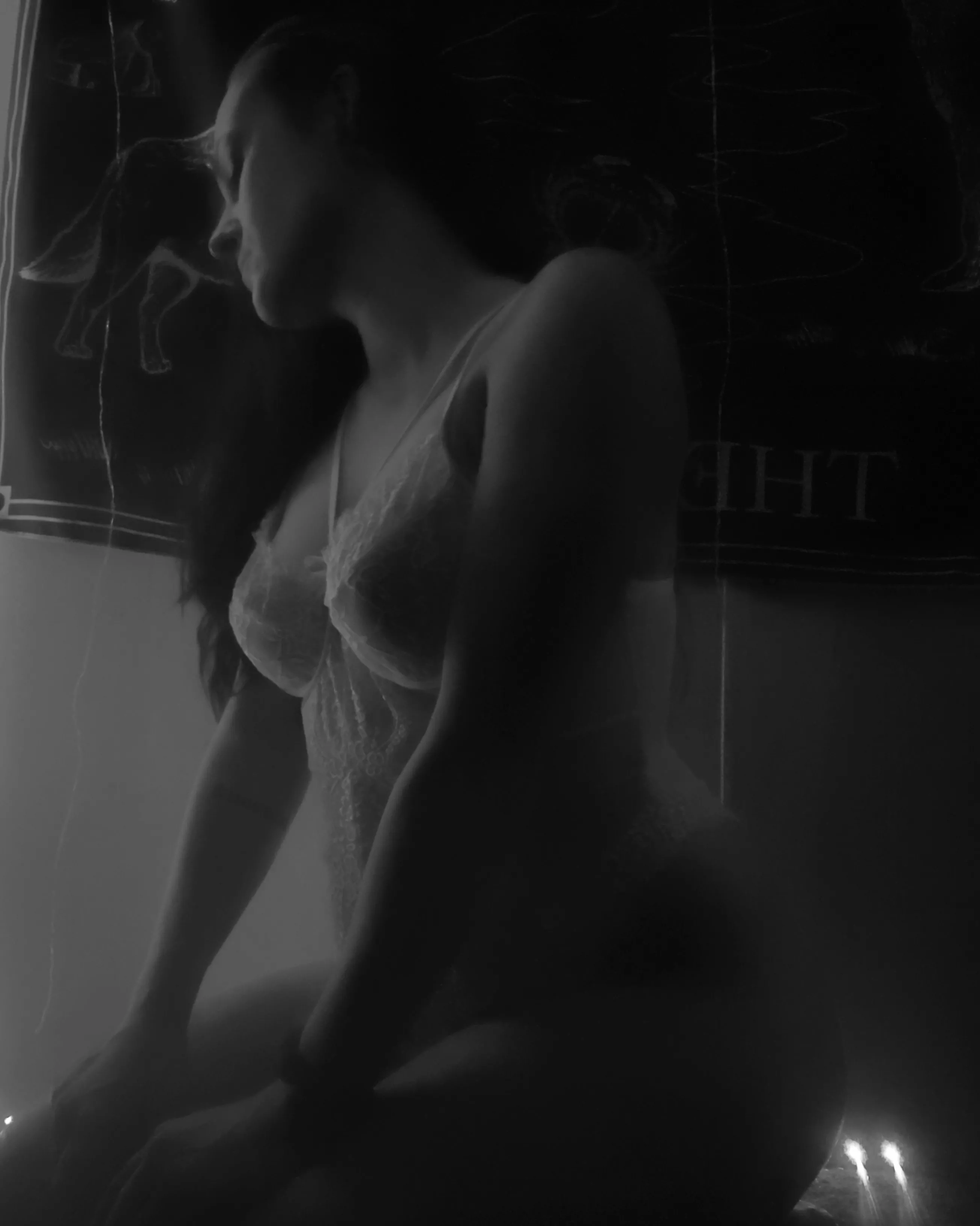 black and white in lingerie