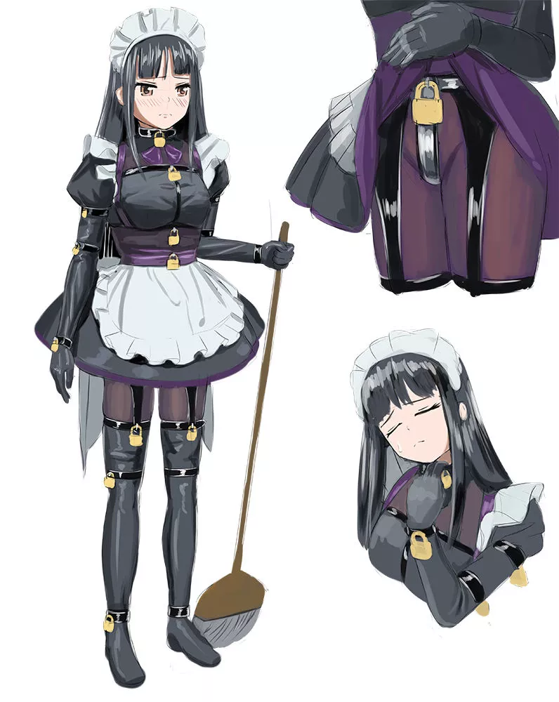 Cleaning the house was fine before she was locked up, now every time a lock jingled a sound activated vibrator reminded her to stay quiet for master's peace.