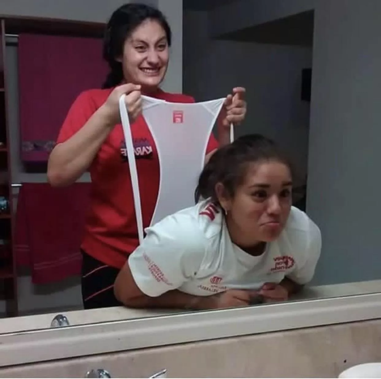 Girl getting a massive wedgie