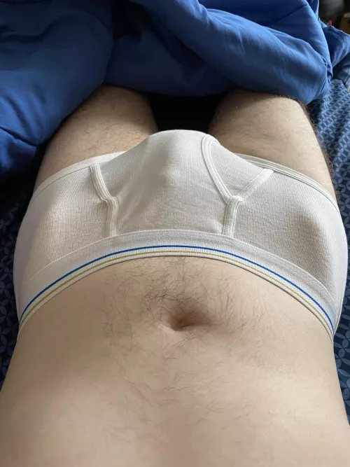 Laying in bed in my tighty whities