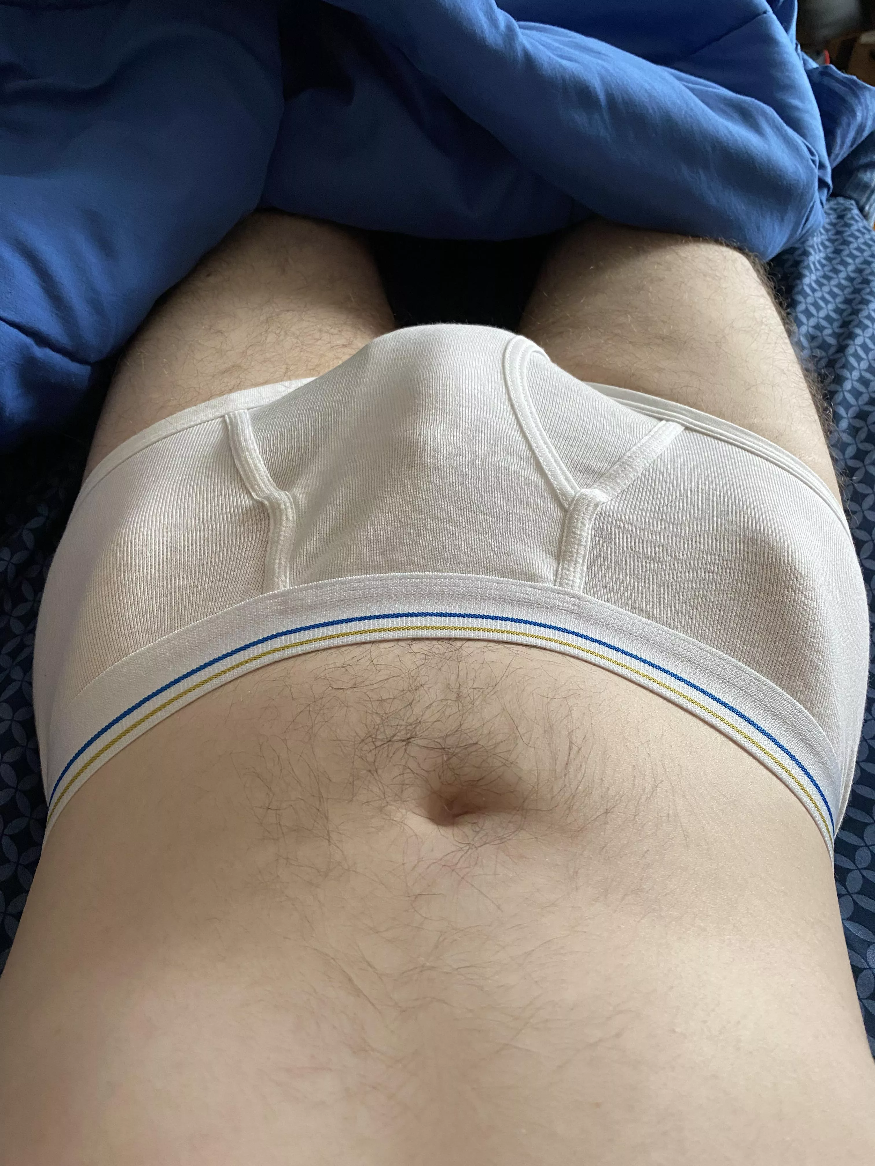 Laying in bed in my tighty whities