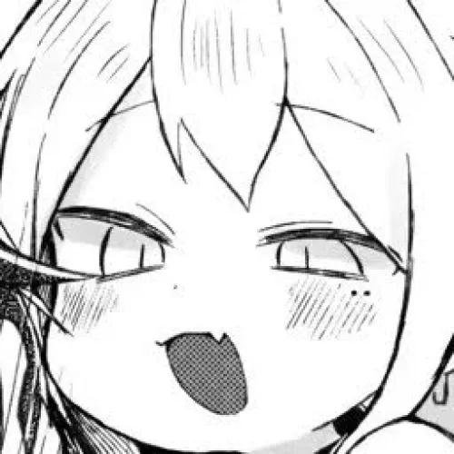 LF Mono Source: 1boy, 1girl, bangs, bare shoulders, black hair, blush, close-up, earring, eyebrows visible through hair, face, mole under eye, open mouth, sidelocks, skin fang, slit pupils, white hair