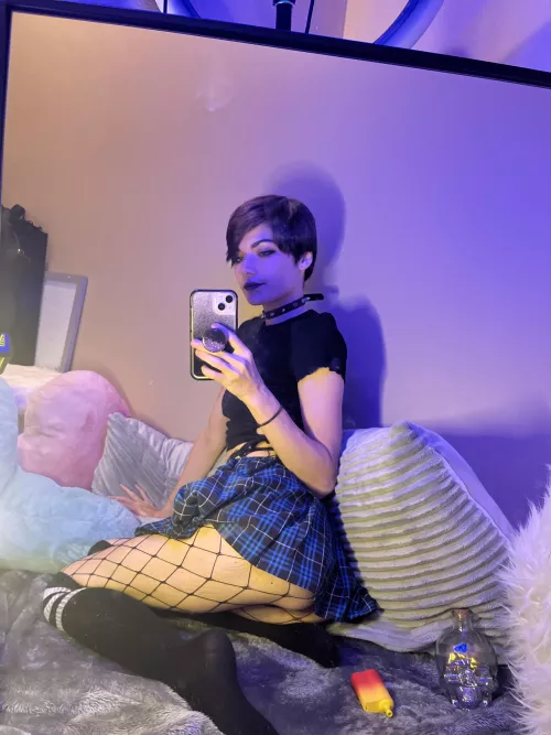 Lookin up my skirt? It’s ok me too my booty is too cute in this school girly fit🖤