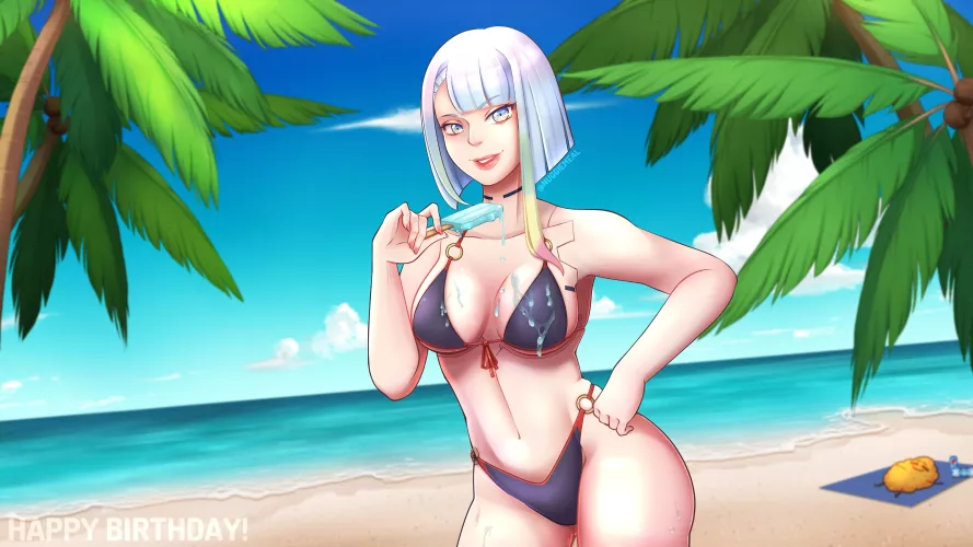 Lucy enjoying the beach