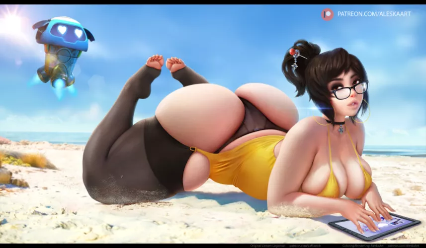 Mei's fat ass at the beach (aleskaart)