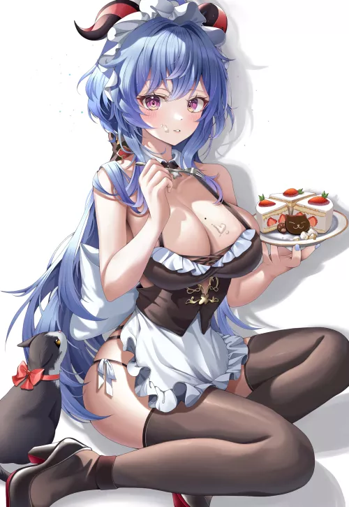 Neko caught Ganyu eating delicious cake (SSONG2) [Genshin Impact]