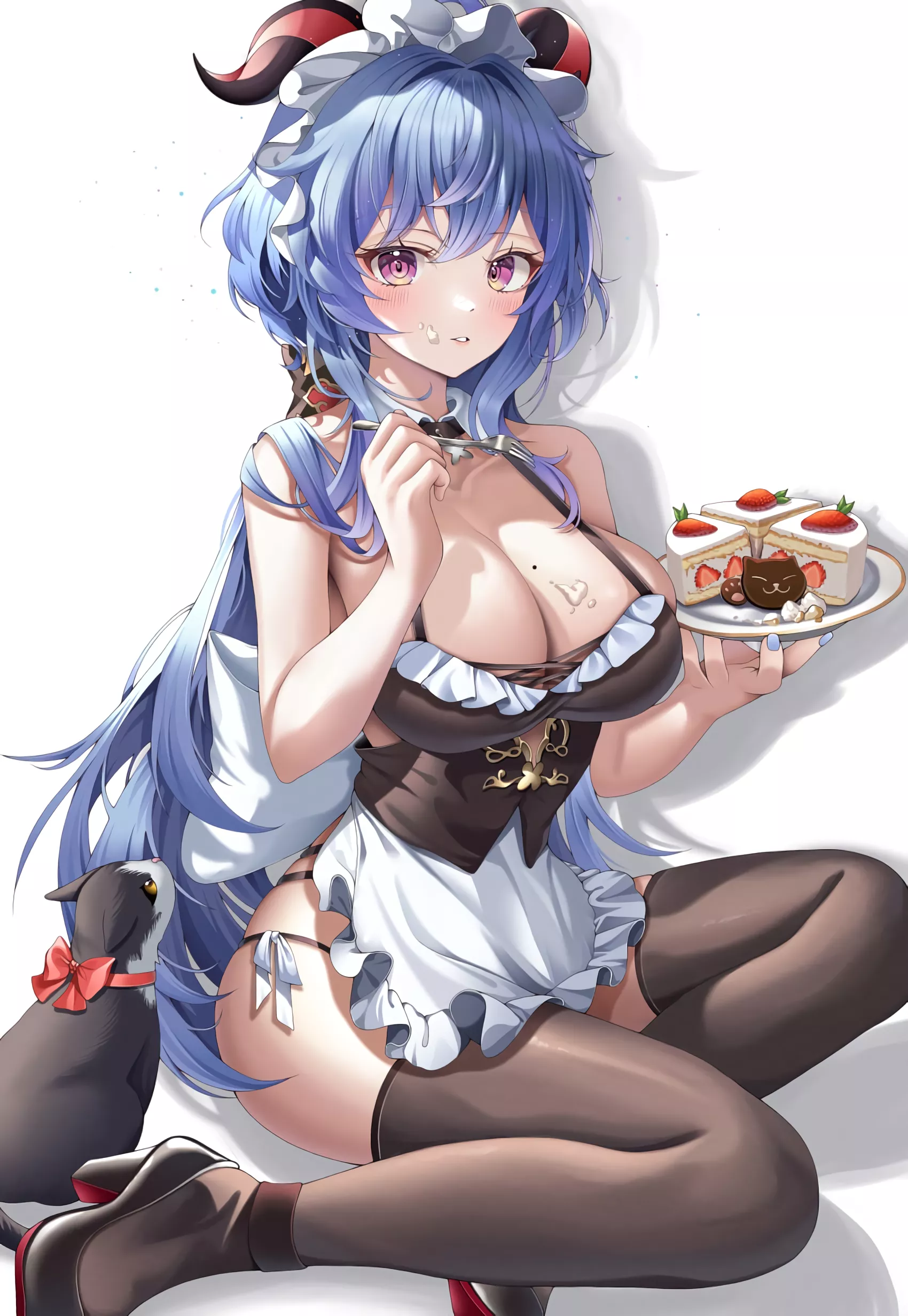 Neko caught Ganyu eating delicious cake (SSONG2) [Genshin Impact]