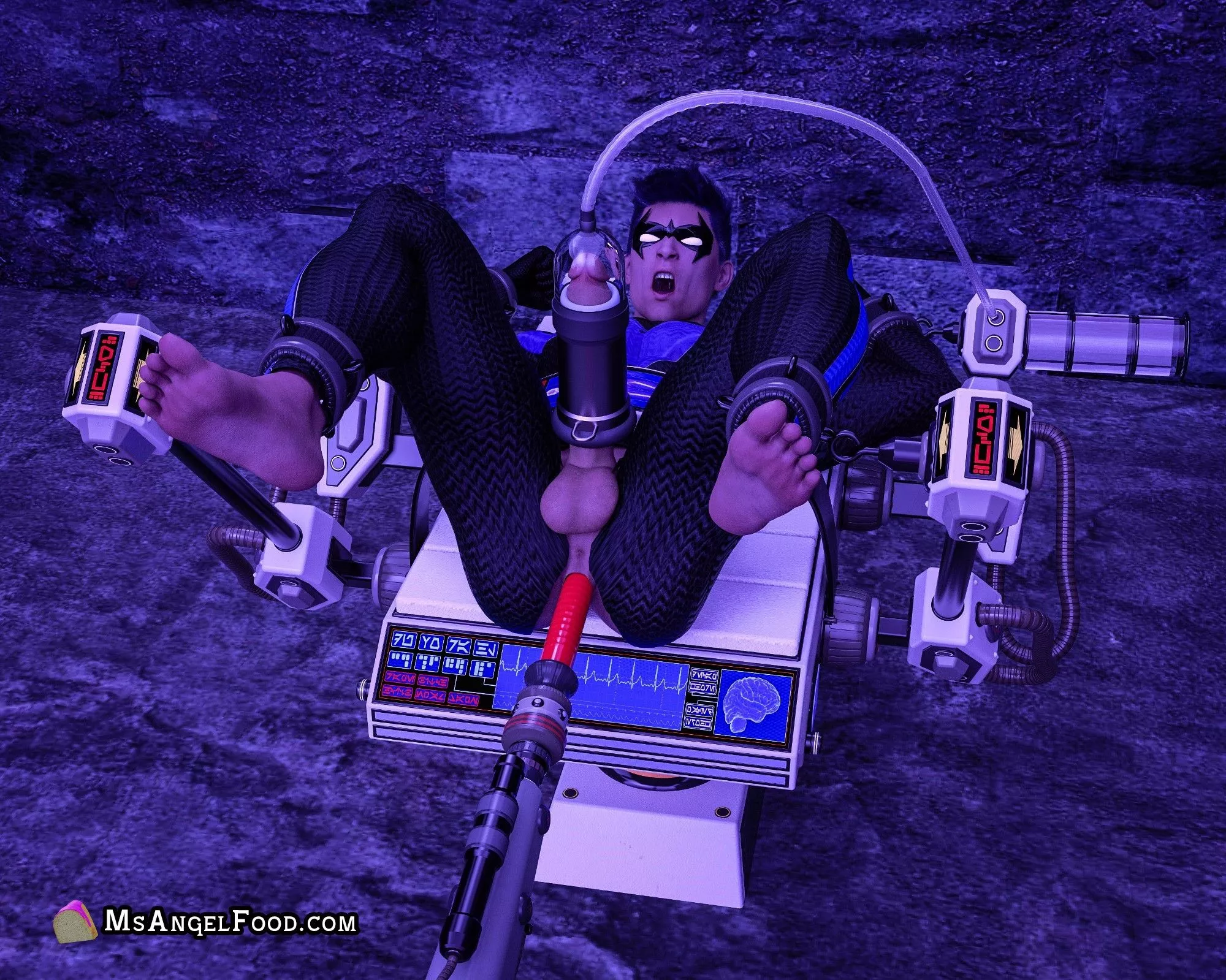 Nightwing Captured, Dildoed and Milked (DC)