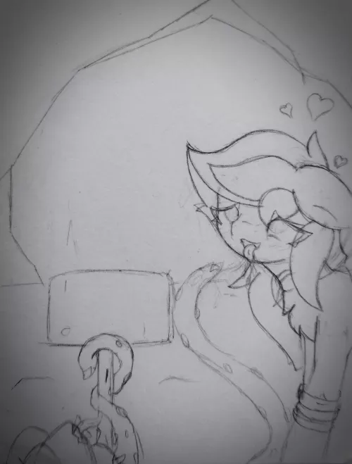 Rough draft, art by me(not sure if I'll digitalize this) (also I think I burned myself out trying to draw NSFW)