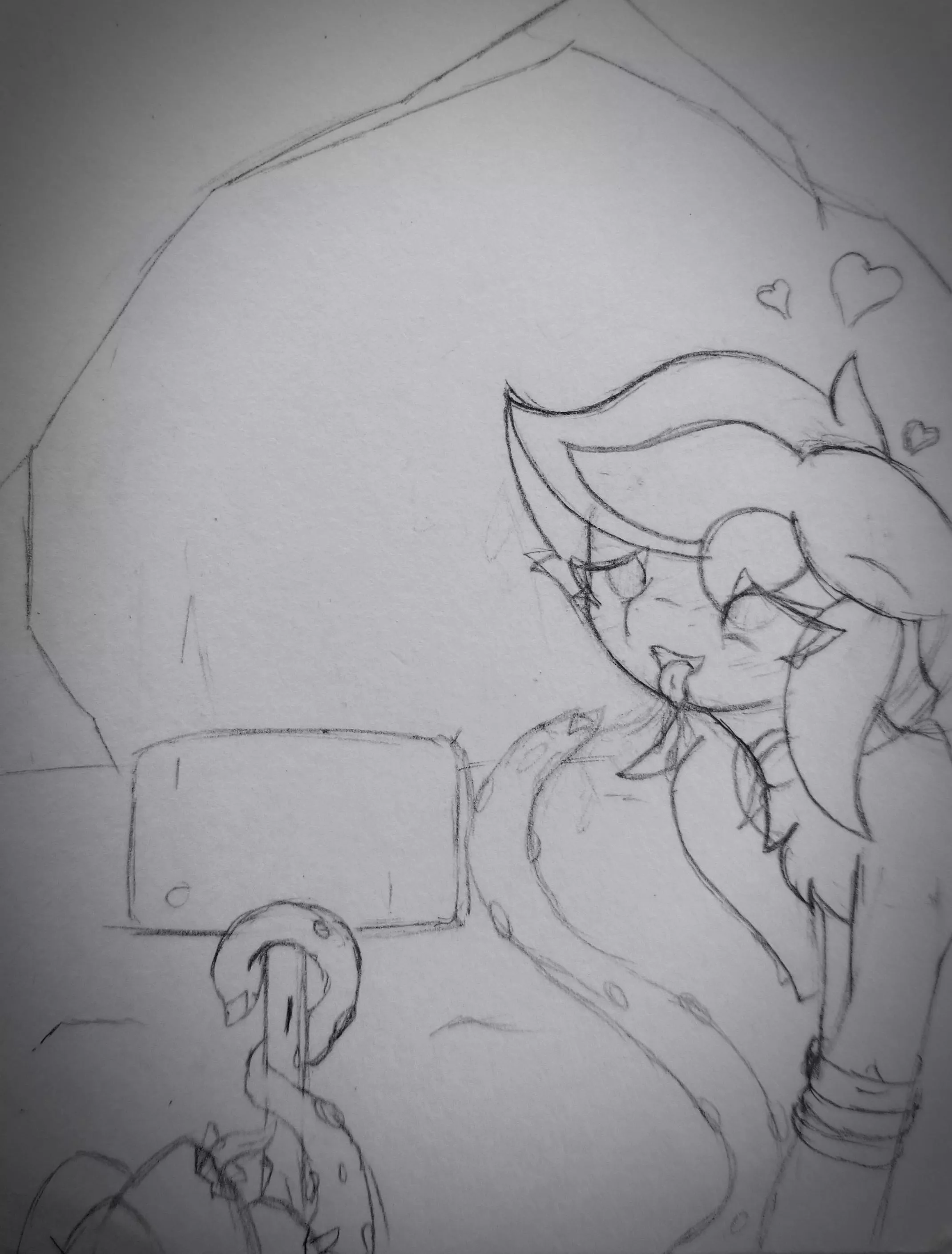 Rough draft, art by me(not sure if I'll digitalize this) (also I think I burned myself out trying to draw NSFW)