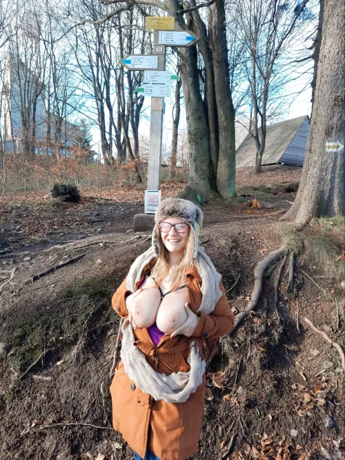 So, in natural light these nipples of mine on these big boobs - well you can't see too much. Heh