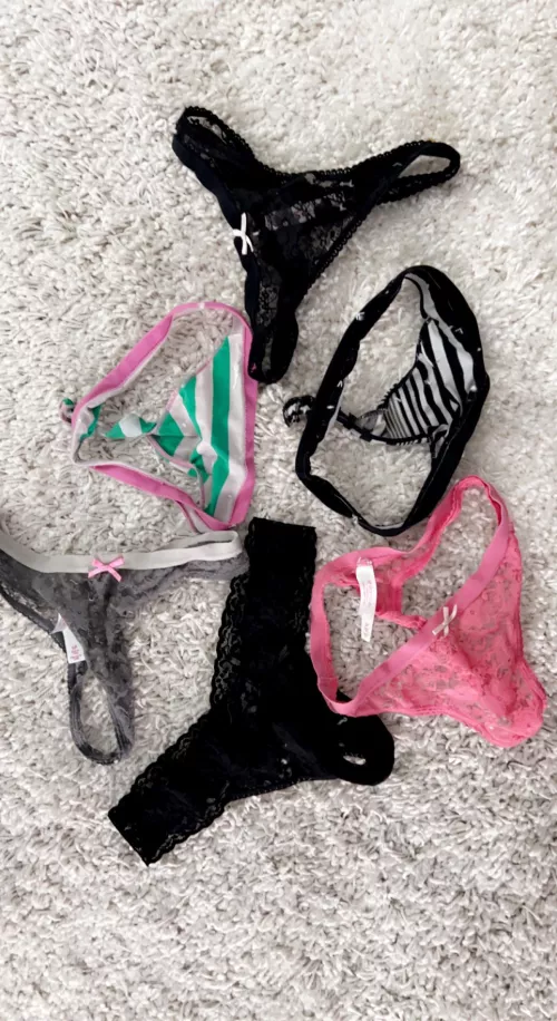 Trying to decide which of her thongs to slip into