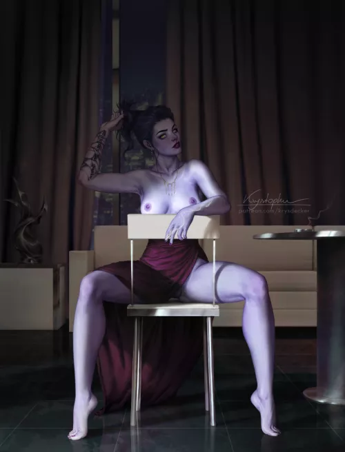 Widowmaker sitting on a chair (krysdecker)