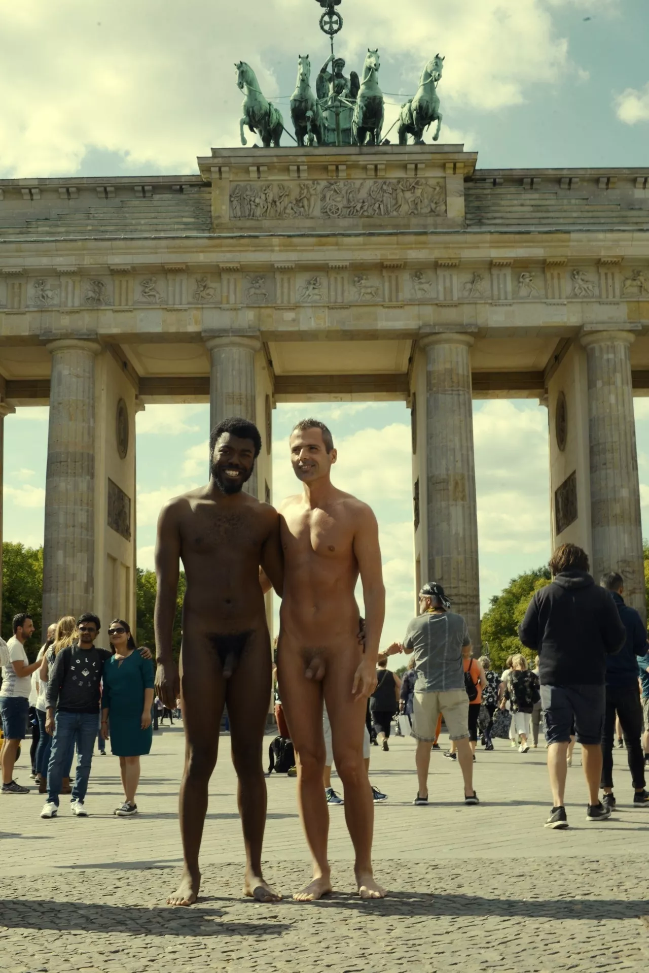 Black and white guys naked in Bradeburg gate