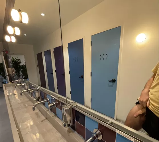 Cheeky slip at the communal taps