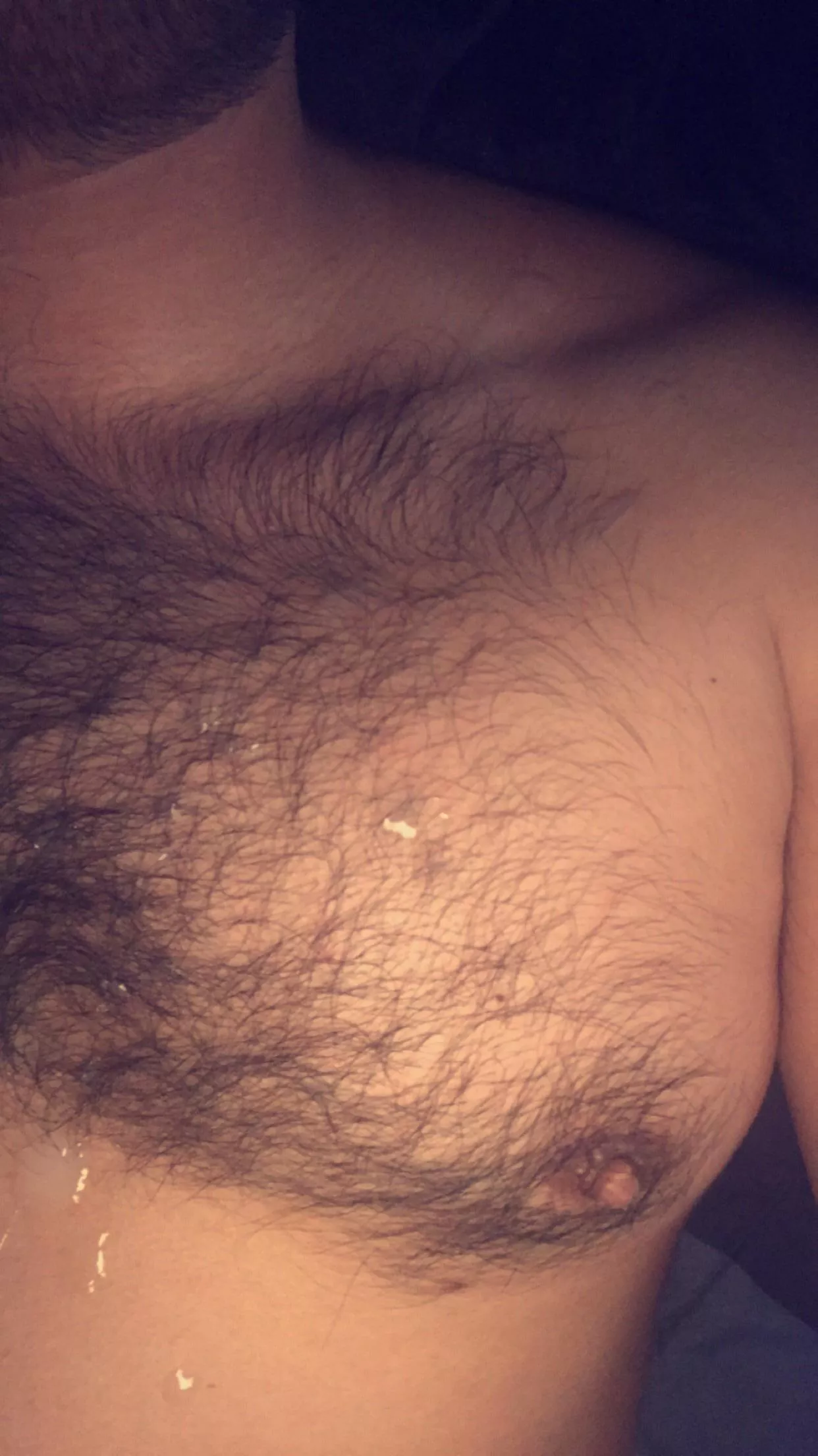 Hope you don’t mind a hairy chest with cum before you lay your face on it