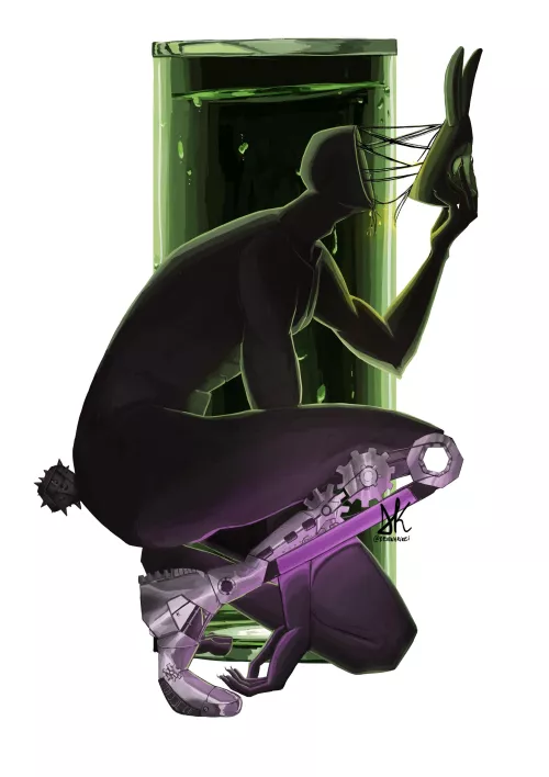 I really struggled to do that mechanic leg. Painting metal is such a pain. But how do you think it turned out? (Art by me @denwakirei on tw)