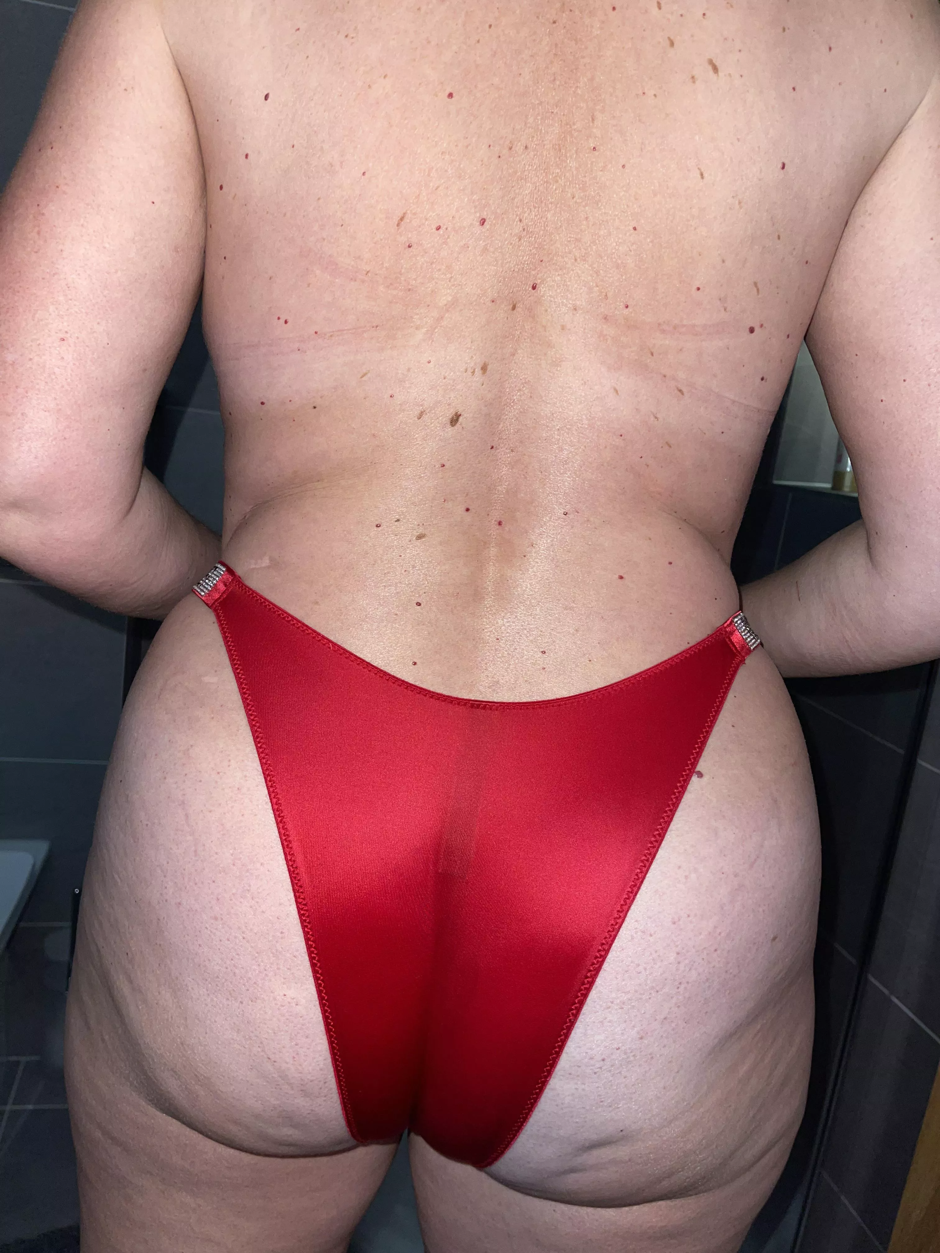 In her Brazilian panties