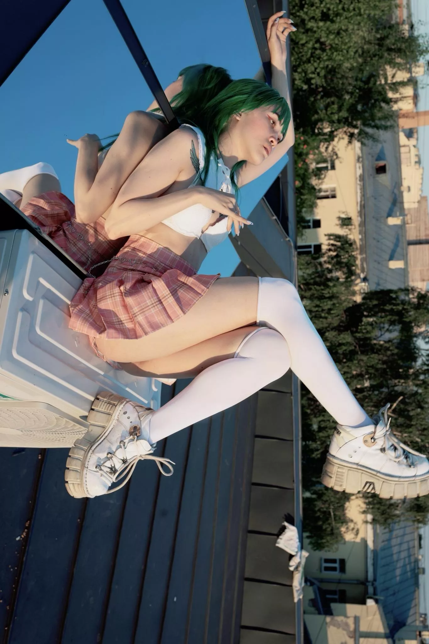 Korean schoolgirl basking in the sun