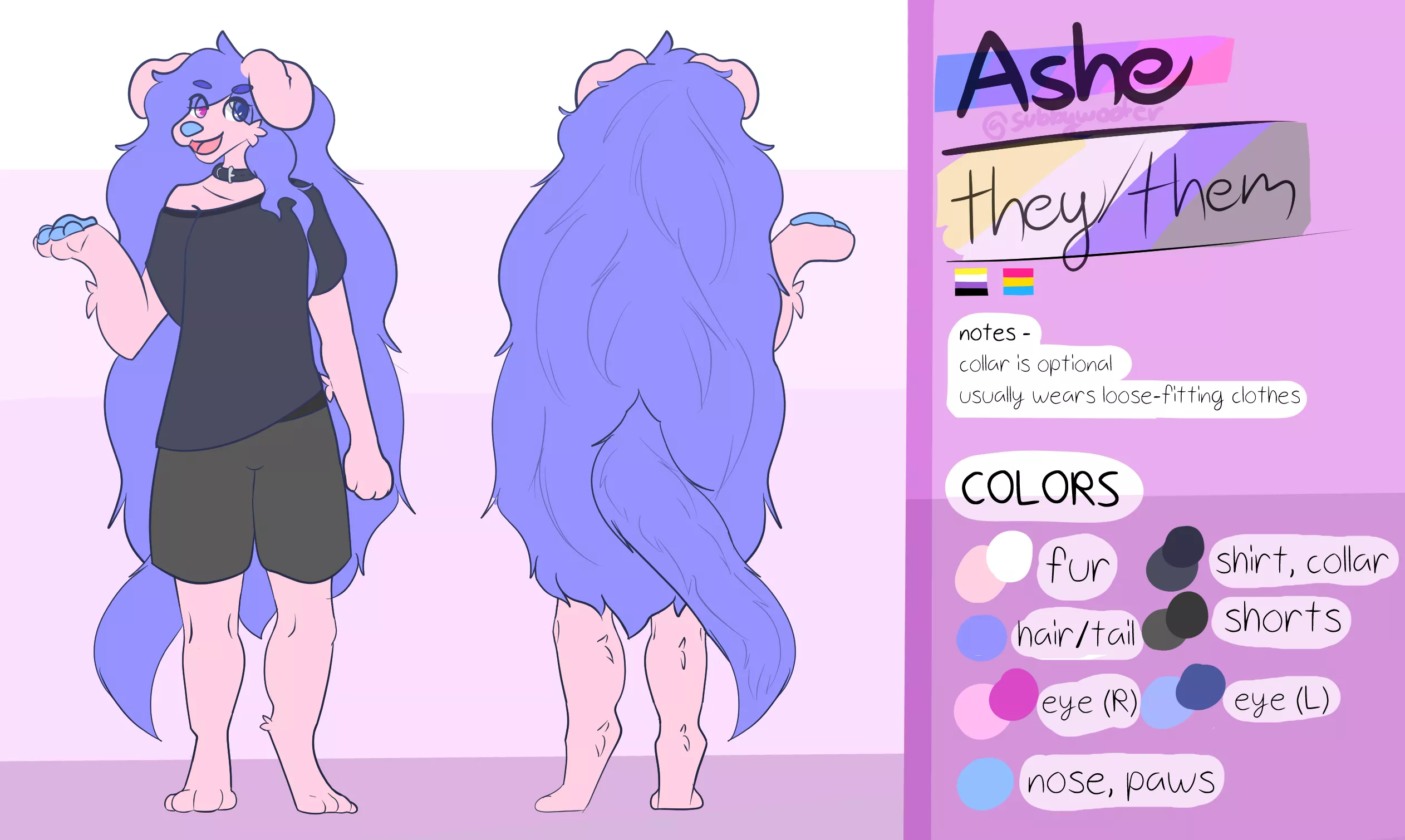 made a ref sheet for my fursona! (art by me)