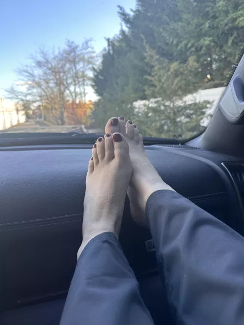 My feet were so sweaty at work I had to air them out. Can you see the sock lines?