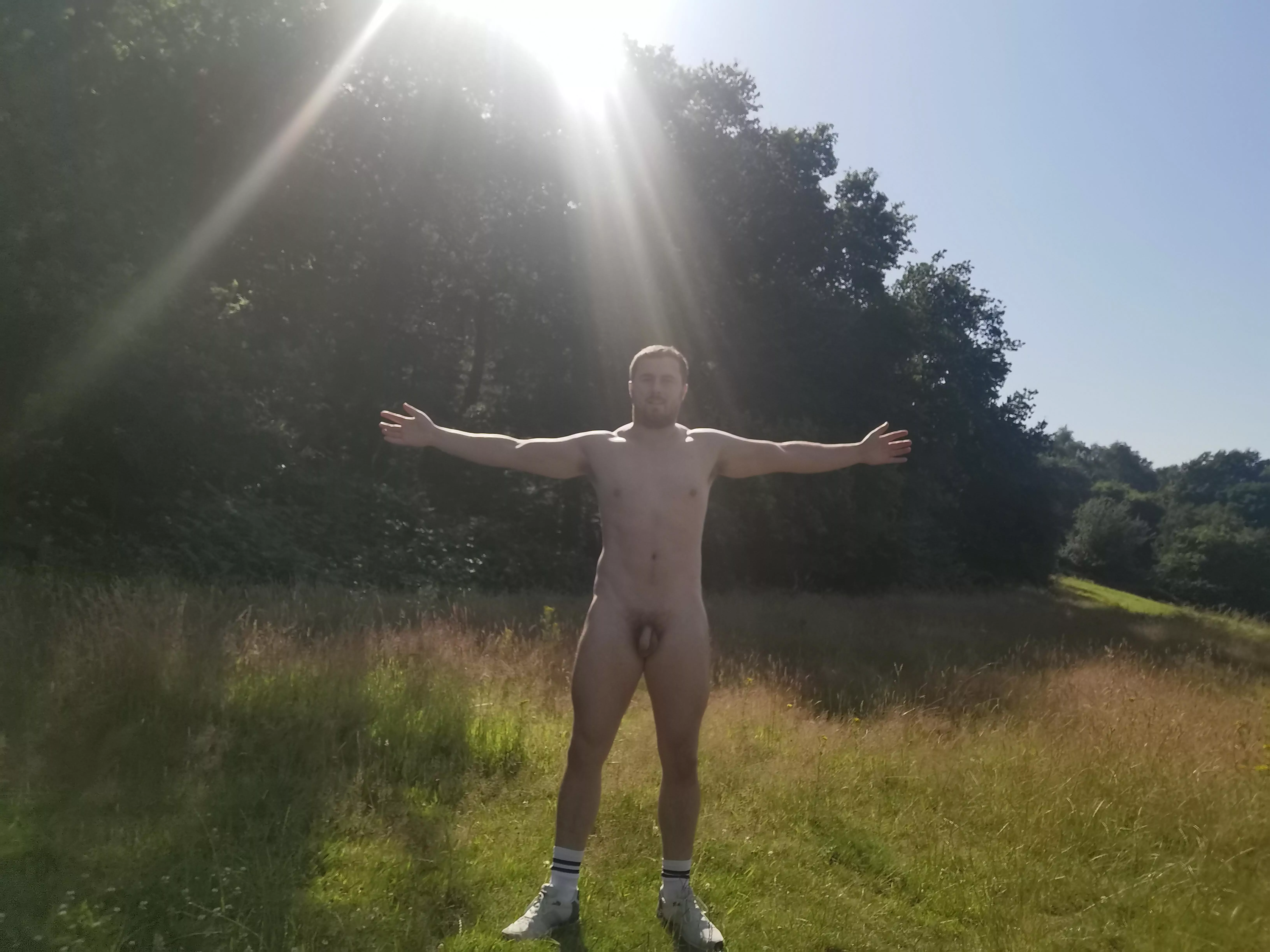 Naked walked in the summer on a public walk route