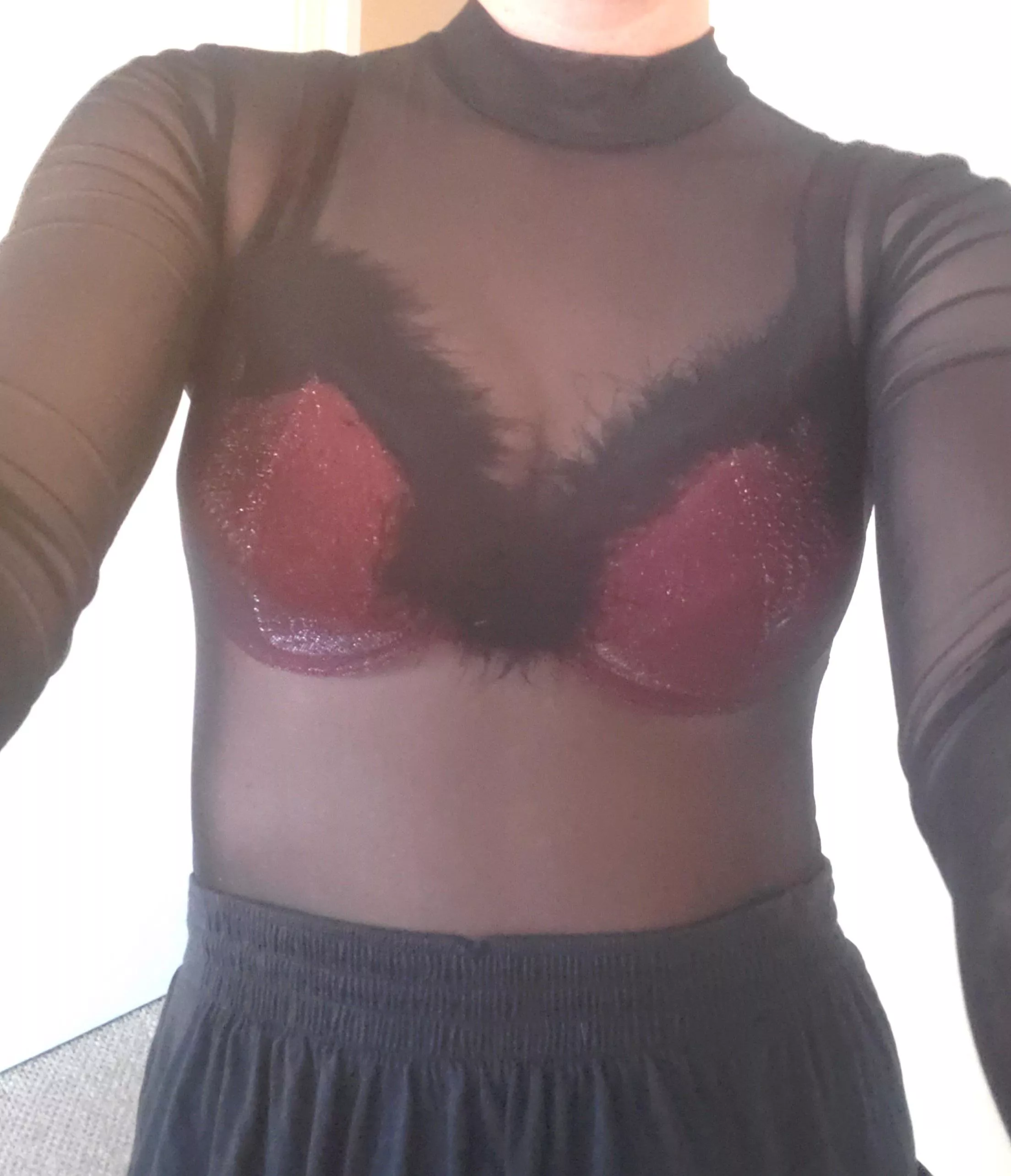 red hot thrift store outfit!