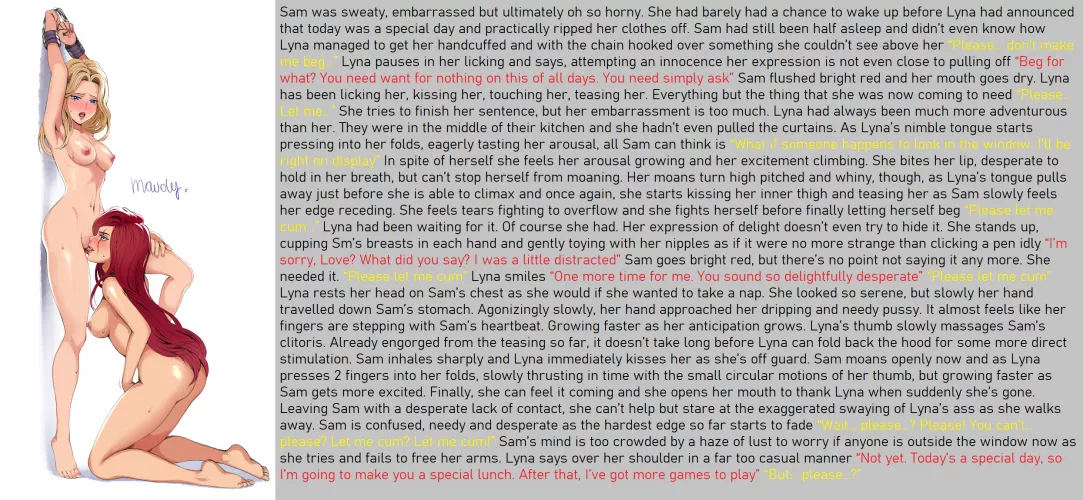 Sam's Big Day (1/3) [Lesdom][Edging][Begging]