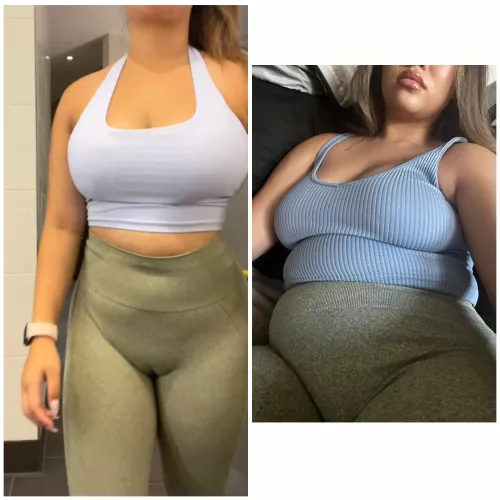 Six month difference 😇 Do I hide my pudge well?