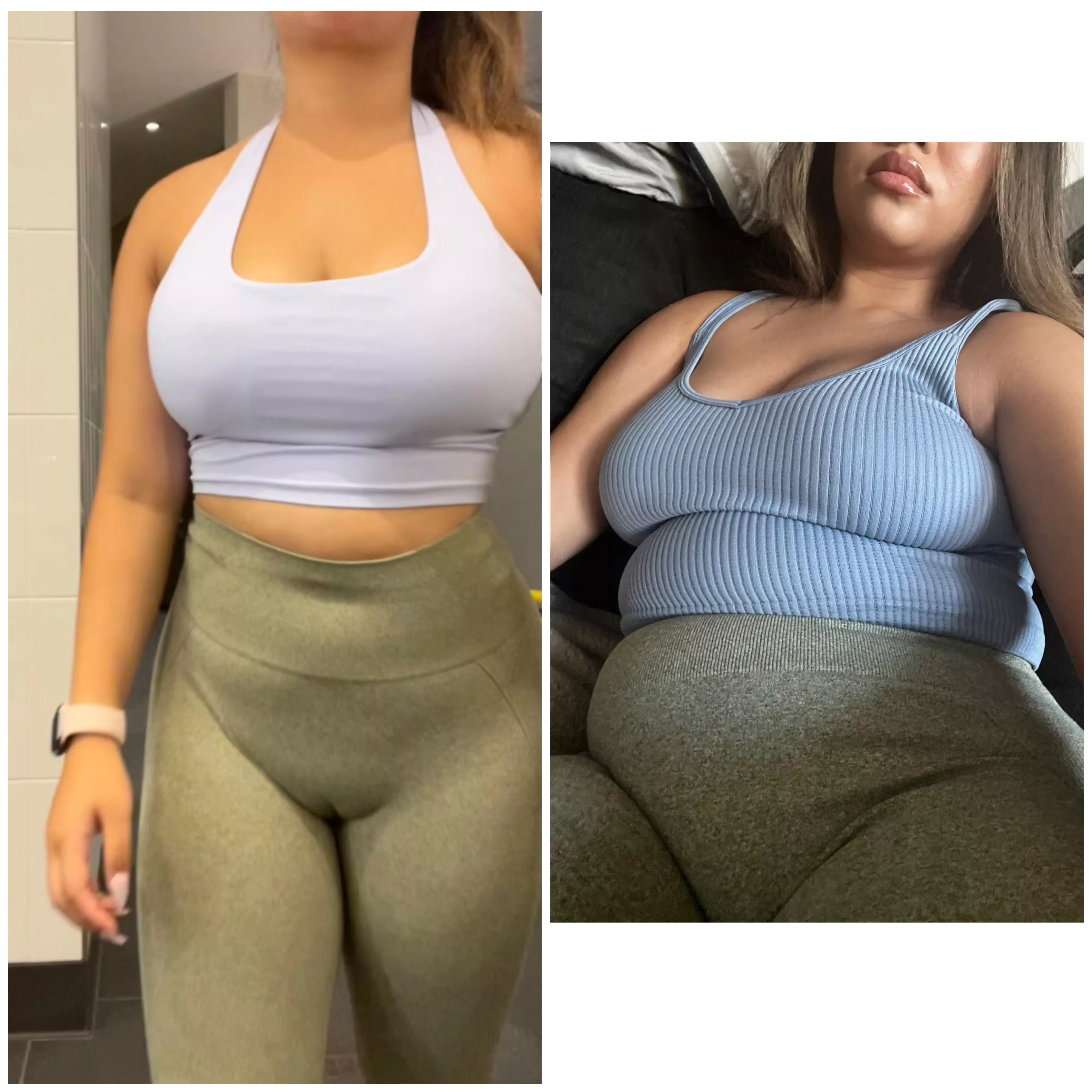Six month difference 😇 Do I hide my pudge well?
